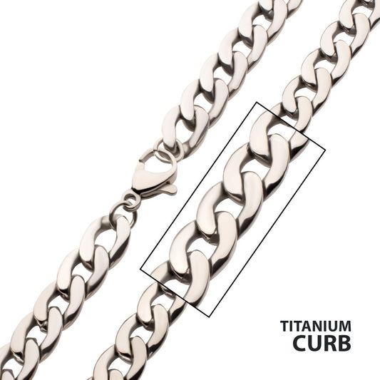 7.4mm Titanium Curb Chain Necklace 20"
