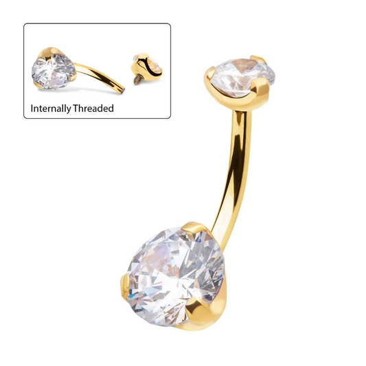 4mm / 6mm Prong Gem 24kt PVD Navel