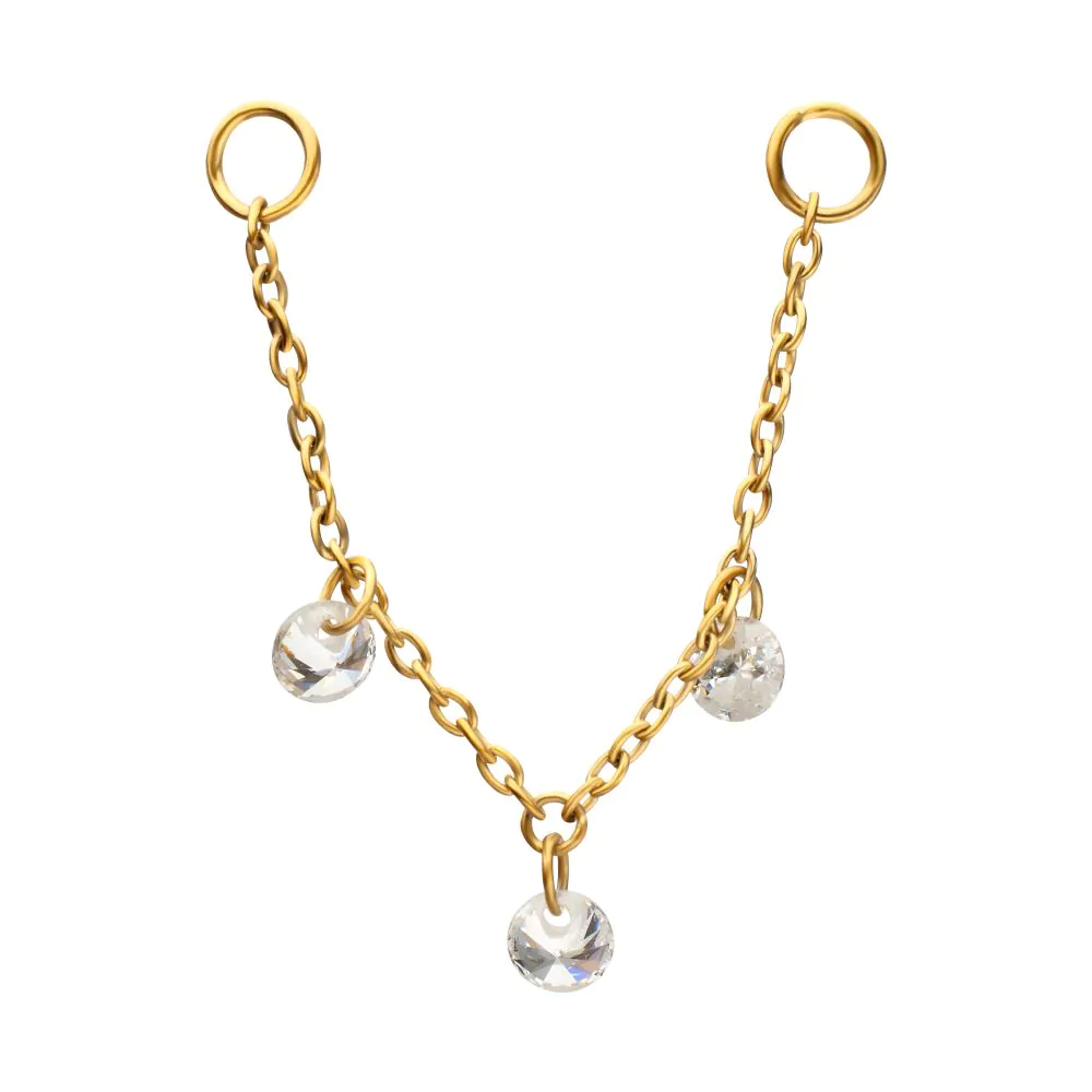 Round Floating CZ Rolo Chain 24kt PVD 40mm
