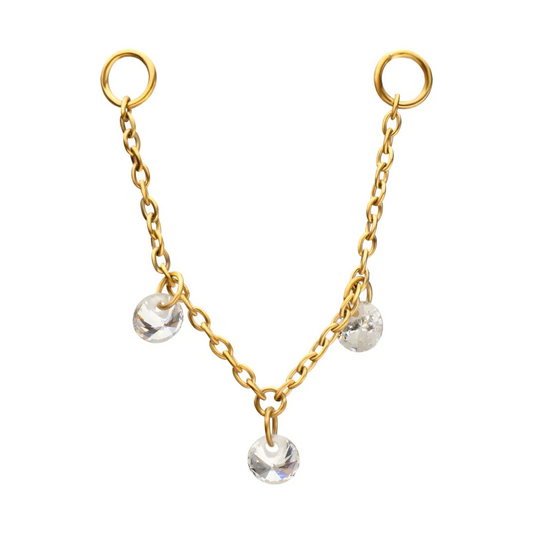 Round Floating CZ Rolo Chain 24kt PVD 40mm