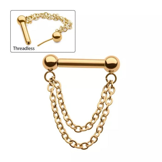 24Kt Gold PVD Double Chain Septum ring.