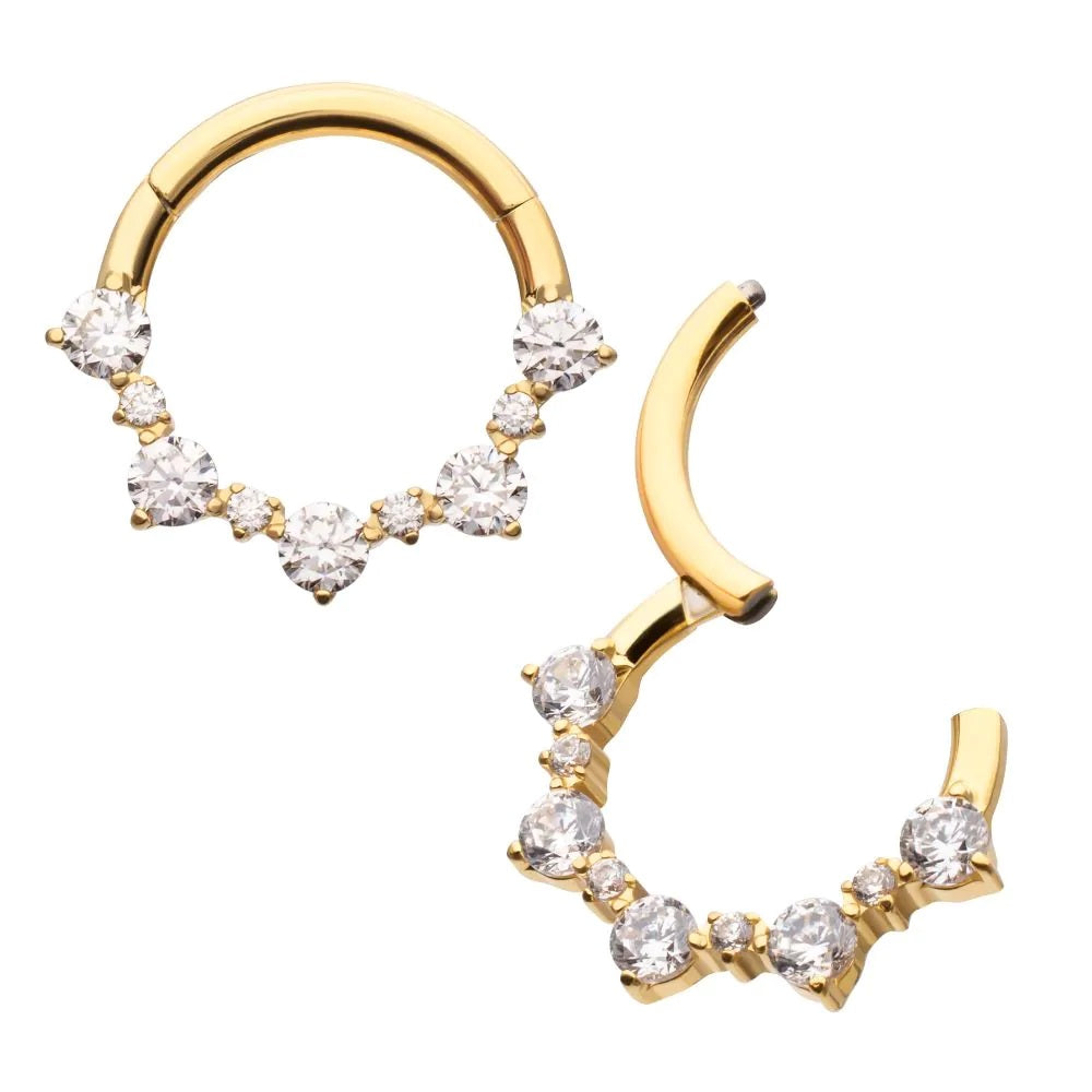 1mm And 2mm Cluster Gem Hinged Hoop