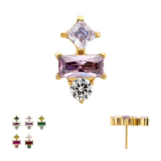 Astra Cluster Princess Round Baguette 24kt PVD Threadless Top