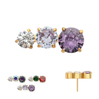 3 Prong Cascade 24kt Gold PVD Threadless Top