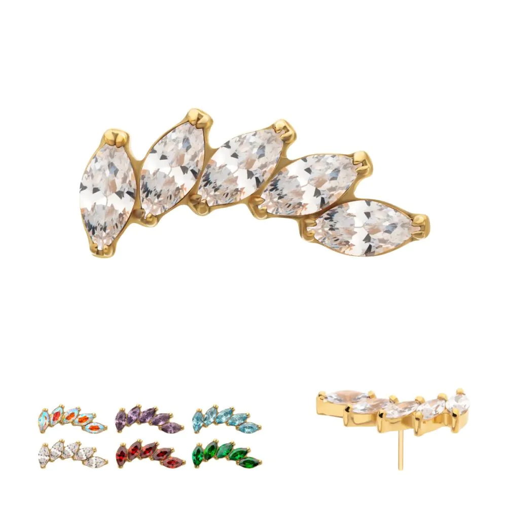 5 Marquise Staggered Cluster 24kt Gold PVD Threadless Top