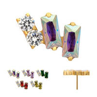 Eclat Cluster Double Round And Baguette CZ 24kt PVD Threadless Top