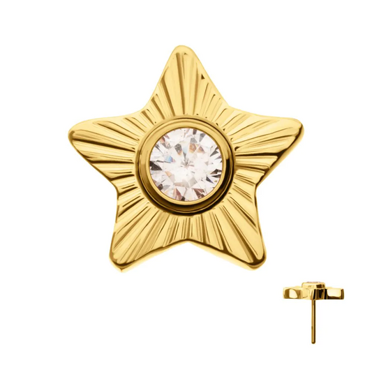 Corrugated Star With Bez Gem 24kt Threadless Top