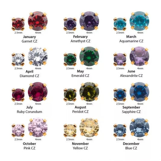 24kt PVD Birthstone Gem Threadless Top