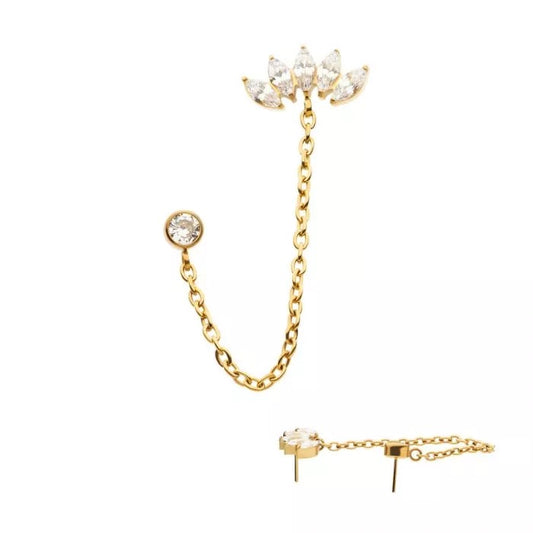 5 Marquise Connecting To Bez Gem 24kt Threadless Top