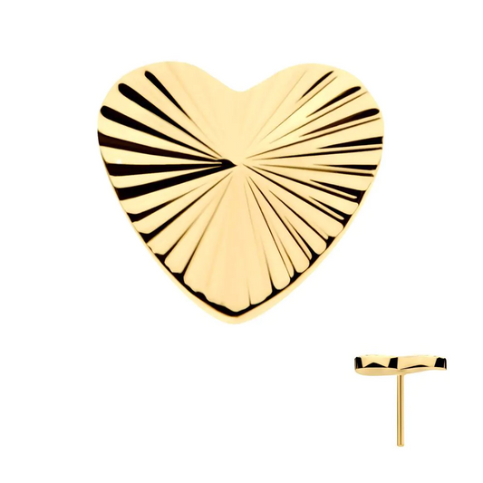 Corrugated Heart 24kt PVD Threadless Top