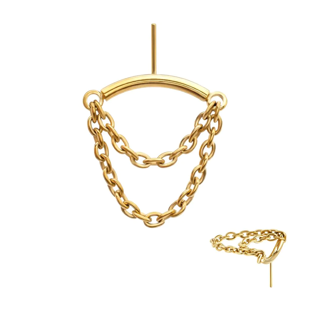 2 Tier Chain Hidden Helix Curved Bar 24kt PVD Threadless Top