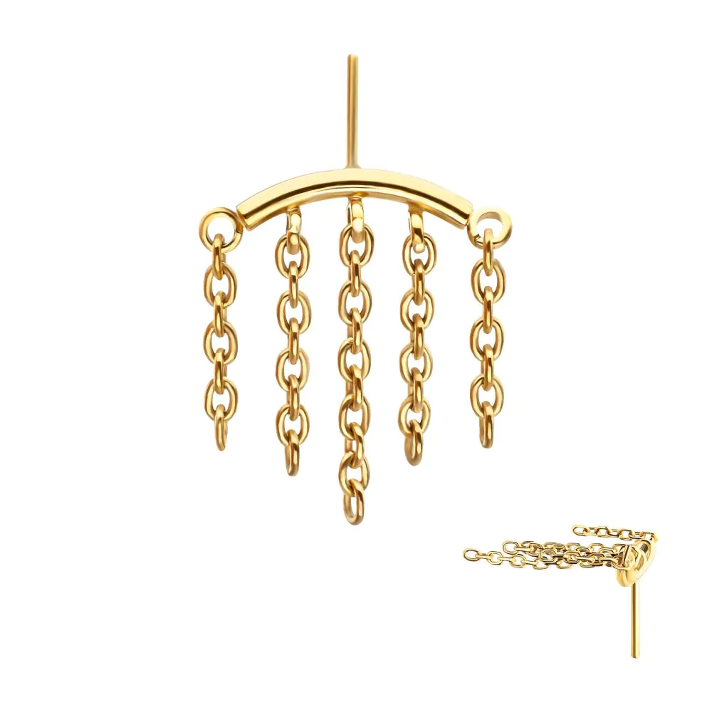 5 Chain Hidden Helic Curbed Bar 24kt PVD Threadless Top