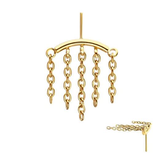 5 Chain Hidden Helic Curved Bar 24kt PVD Threadless Top