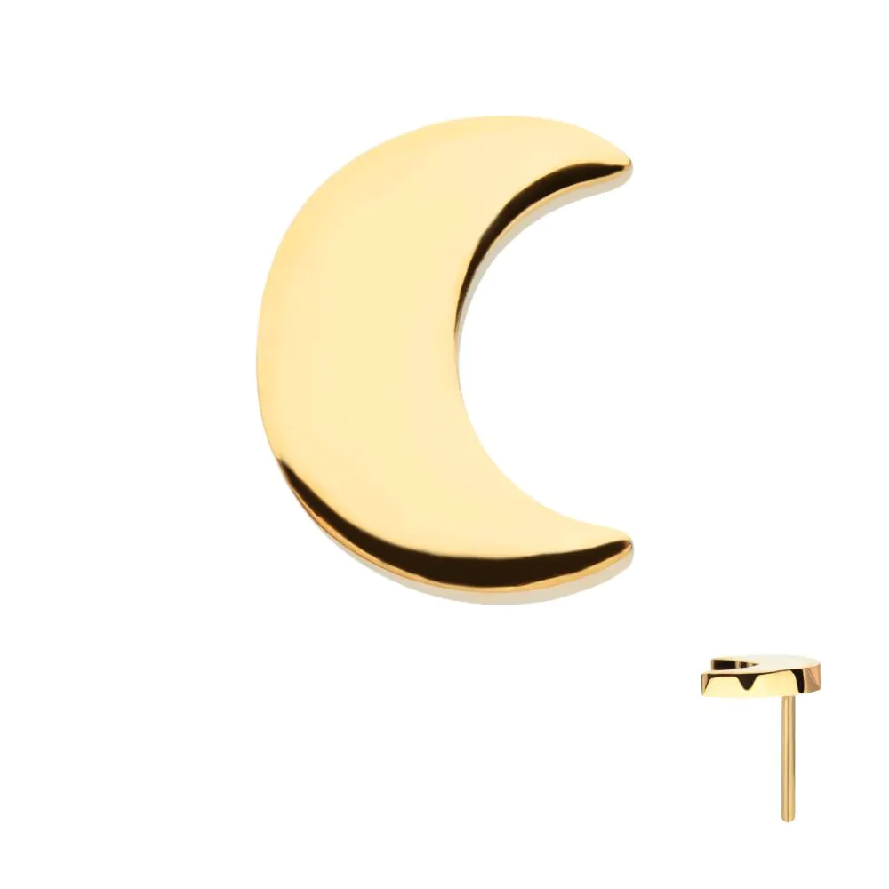 Crescent Moon Flat 2.5mm Width 24kt PVD Threadless Top