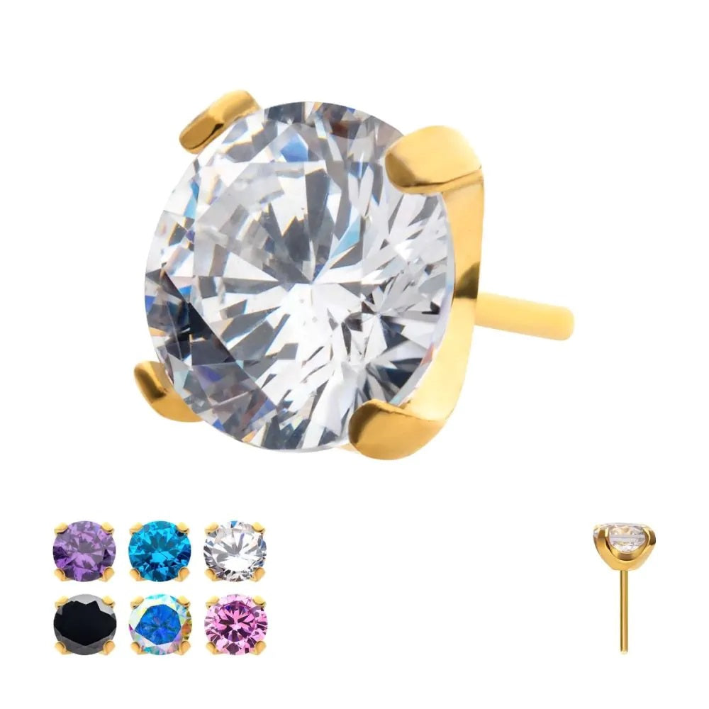 24kt PVD Prong Gem Threadless Top