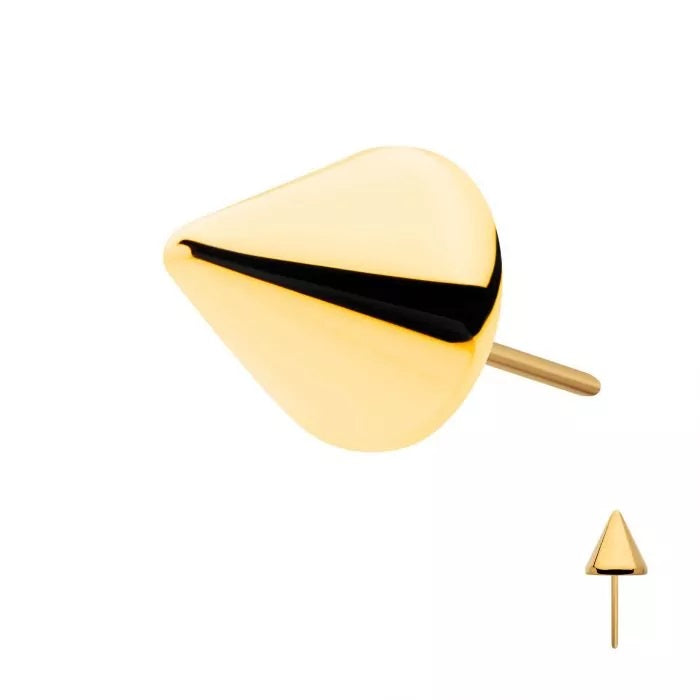 24kt Gold PVD 3mm Base Titanium Threadless Spike Top