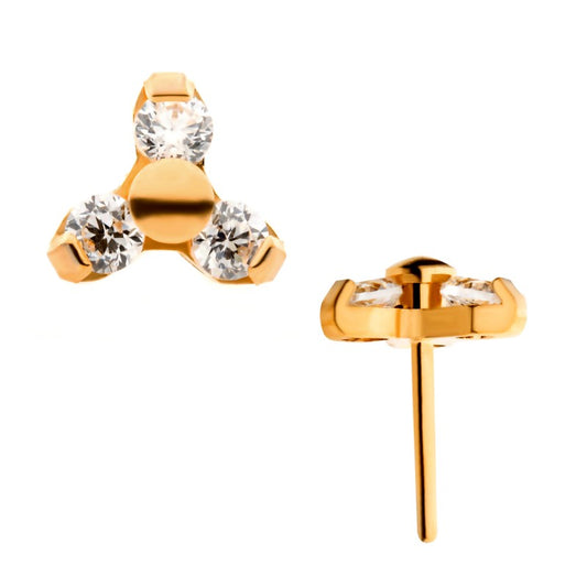 Trinity Cz 24KT Gold PVD Threadless Top