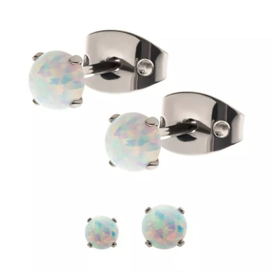 Titanium 4mm Prong Opal Studs