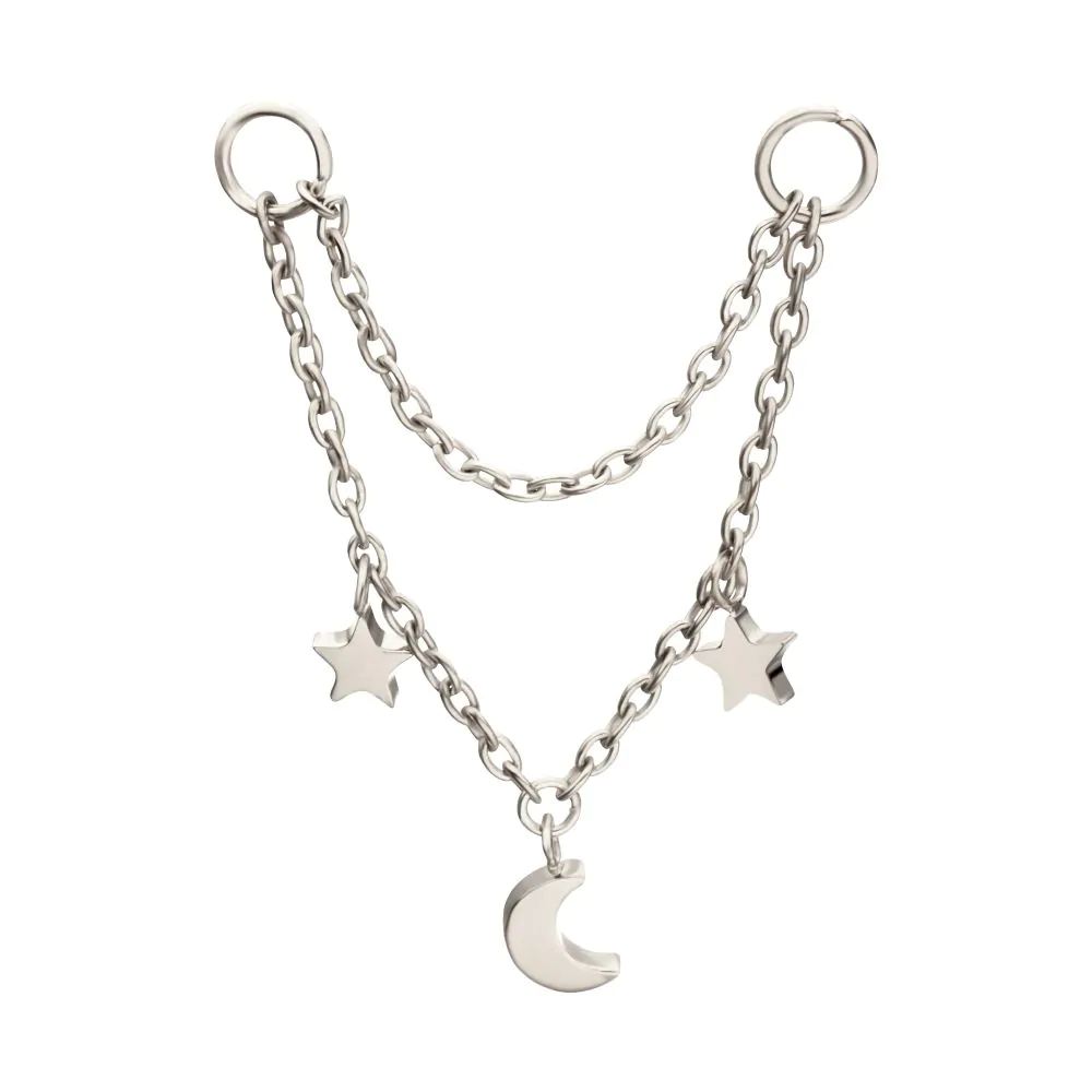 Star & Moon 20mm / 24mm Platinum PVD Rolo Chain