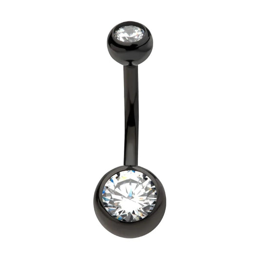 Black PVD 5mm/8mm Bezel Gems Ball Navel