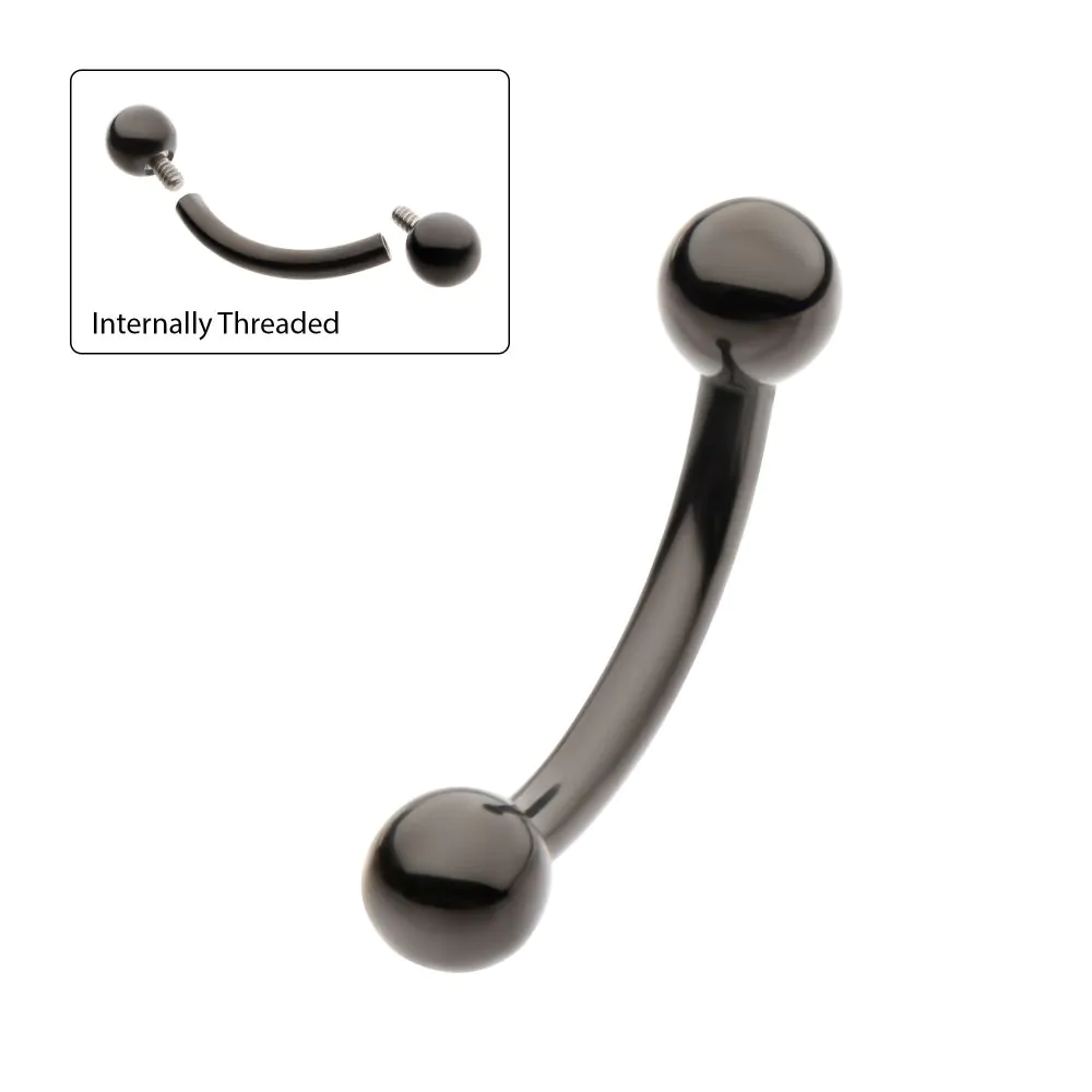Double Ball 16g Curved Barbell Black PVD Titanium