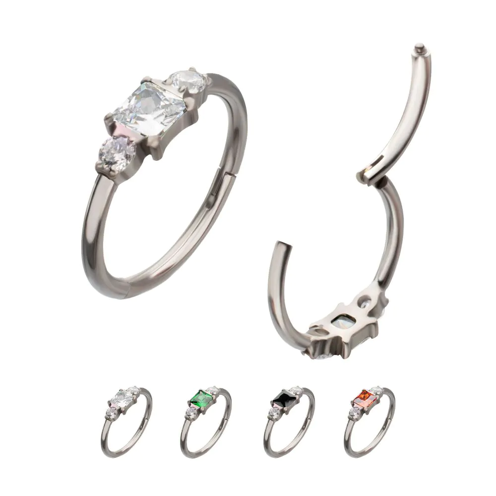 Square And 2 Round Side Facing Titanium Hinged Hoop
