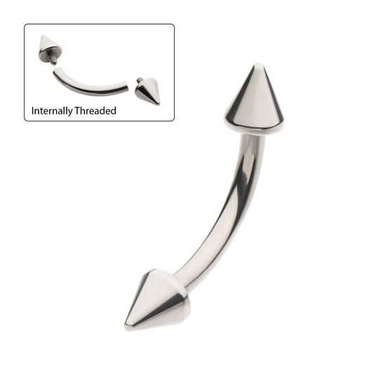Double Spike 16g Curved Barbell Titanium