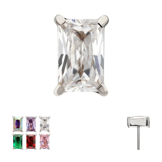 Baguette Prong Gem Titanium Threadless Top