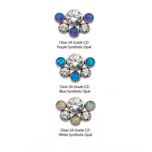 1 Big And 5 Smal Opal & Gem 4mm & 2.5mm Threadless Top