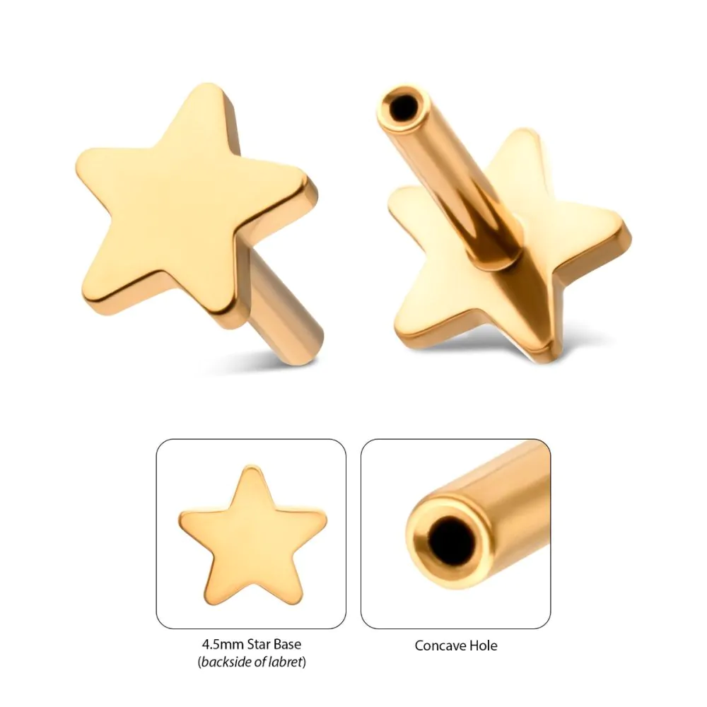 4.5mm Star Base 24kt Gold PVD Threadless Labret