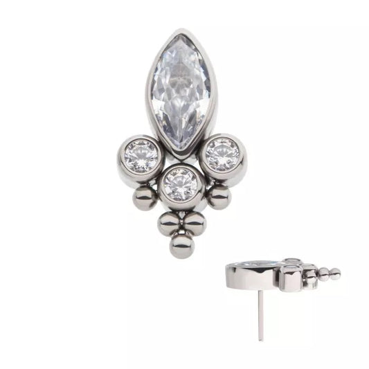 Marquis Gem 3 Bez With Beads Threadless Top