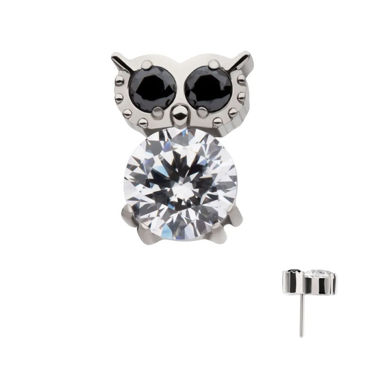 Owl Prong CZs Titanium Threadless Top