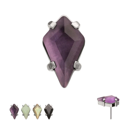 Diamond Shape Prong Stone Titanium Threadless Top