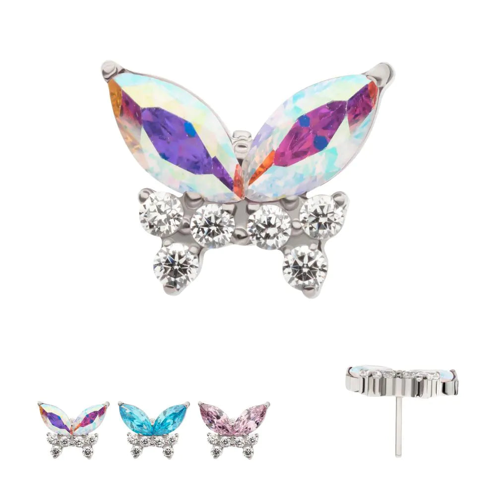 Butterfly Multi CZ Threadless Top
