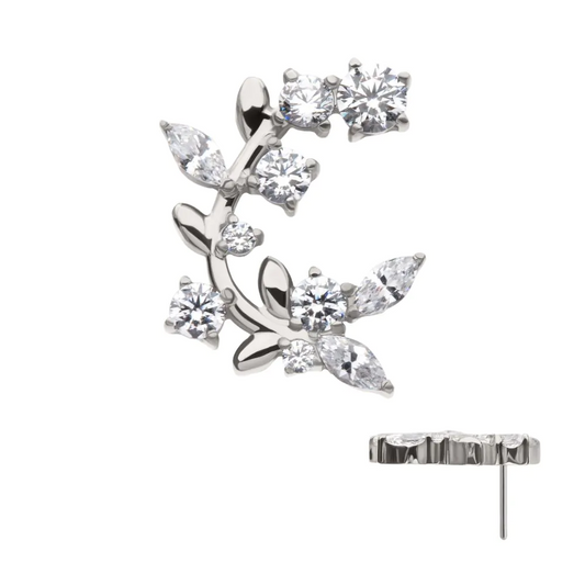 Branch Multi Prong CZ Titanium Threadless Top