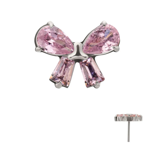 Bow Prong Marquise & Baguette CZ Threadless Top