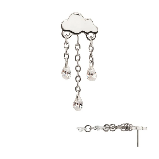 Rain Cloud CZ Dangle Titanium Threadless Top