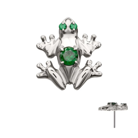 Frog With 3 Prong Round CZ Threadless Top