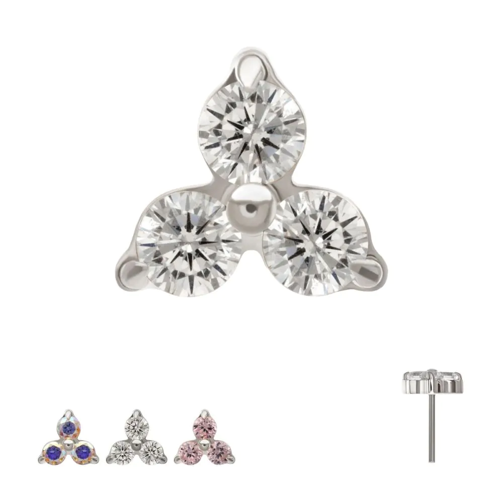 Trinity Round CZ Titanium Threadless Top