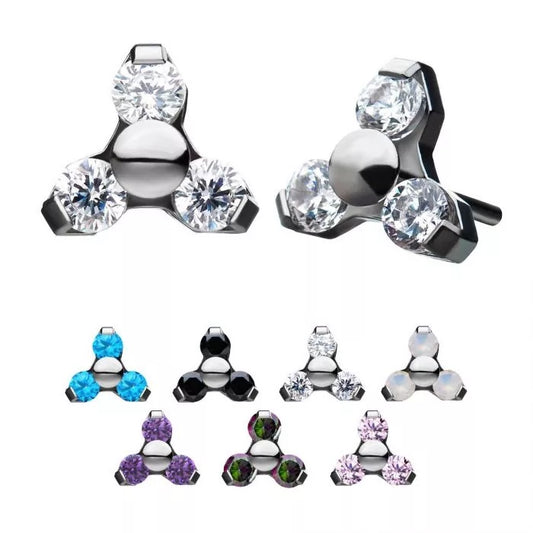 Triple CZ Threadless Top