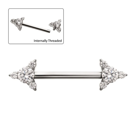 Triangle Prong Cz Nipple Titanium