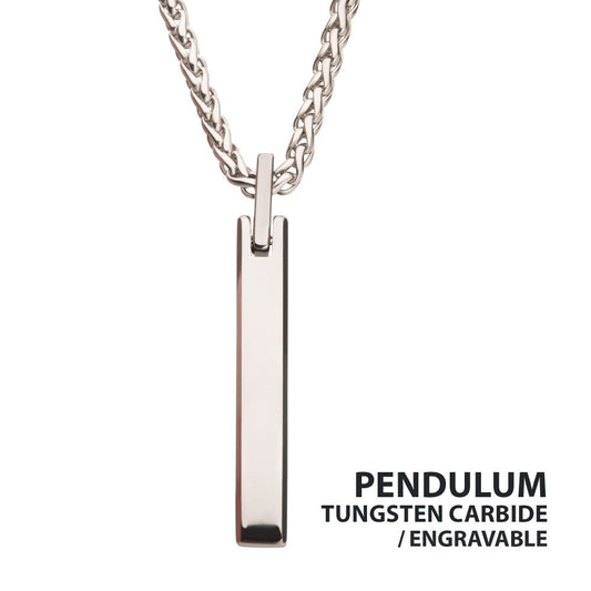 Tungsten Engravable Bar Pendant 22"