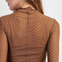 Polka Dot Mesh Long Sleeve Top