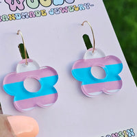 Transgender Flag Flower Earrings