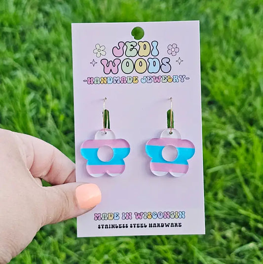 Transgender Flag Flower Earrings