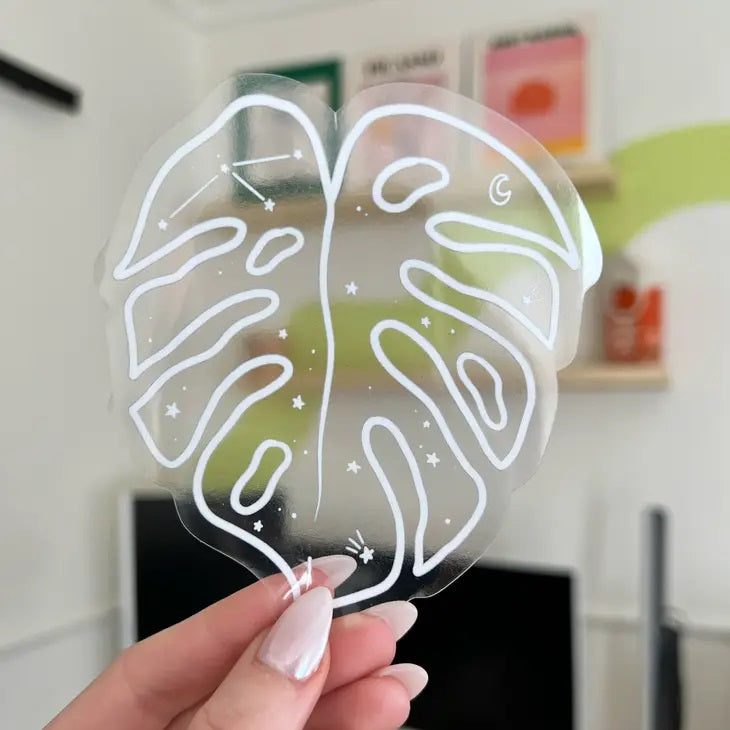 Transparent Monstera Galaxy Sticker