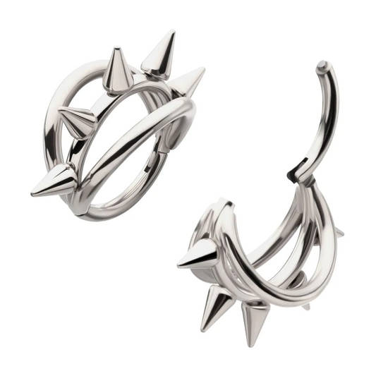Triple Hoop 5 Spike Center Titanium Hinged Hoop