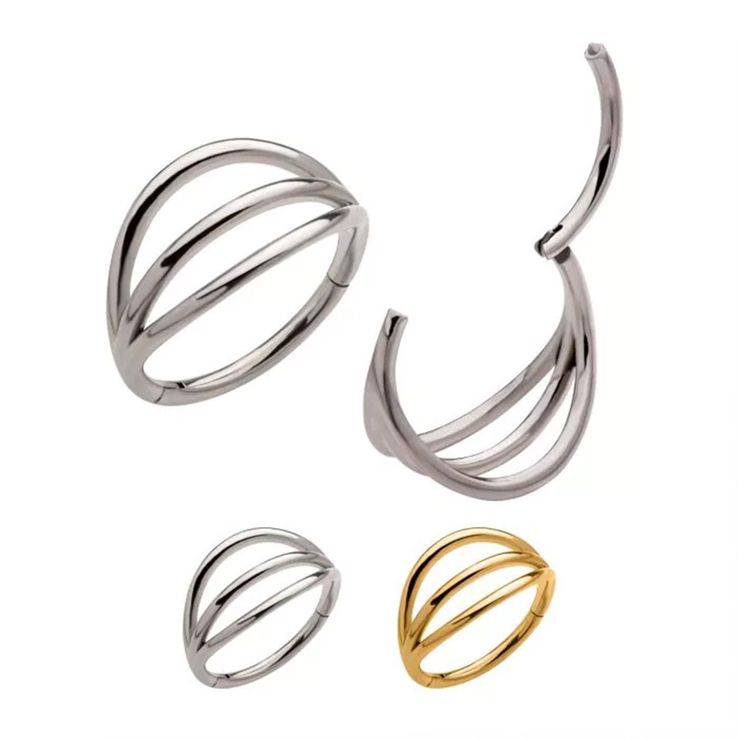 18g Surgical Steel Triple Hinged Hoop