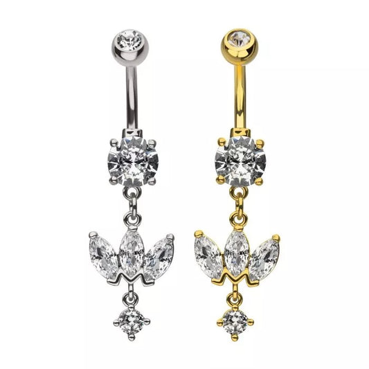 Triple Marquise With 2 Round Prong Gems Navel