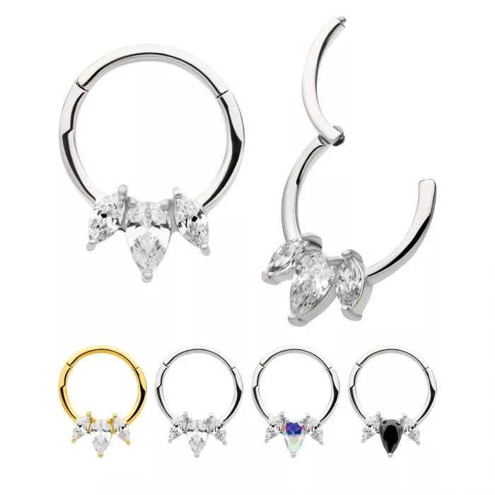 Triple Marquise Hinged Hoop